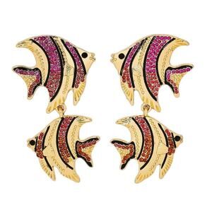 New SUGARFIX by BaubleBar Pink Orange Gold Fish Statement Earrings